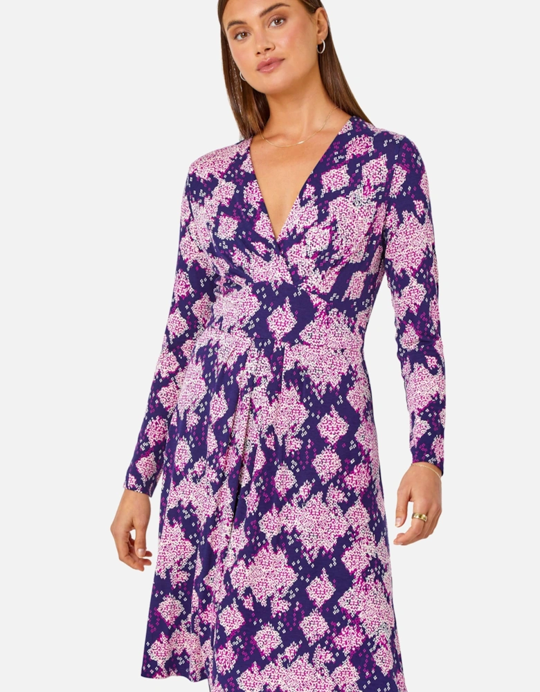 Abstract Aztec Gathered Stretch Dress