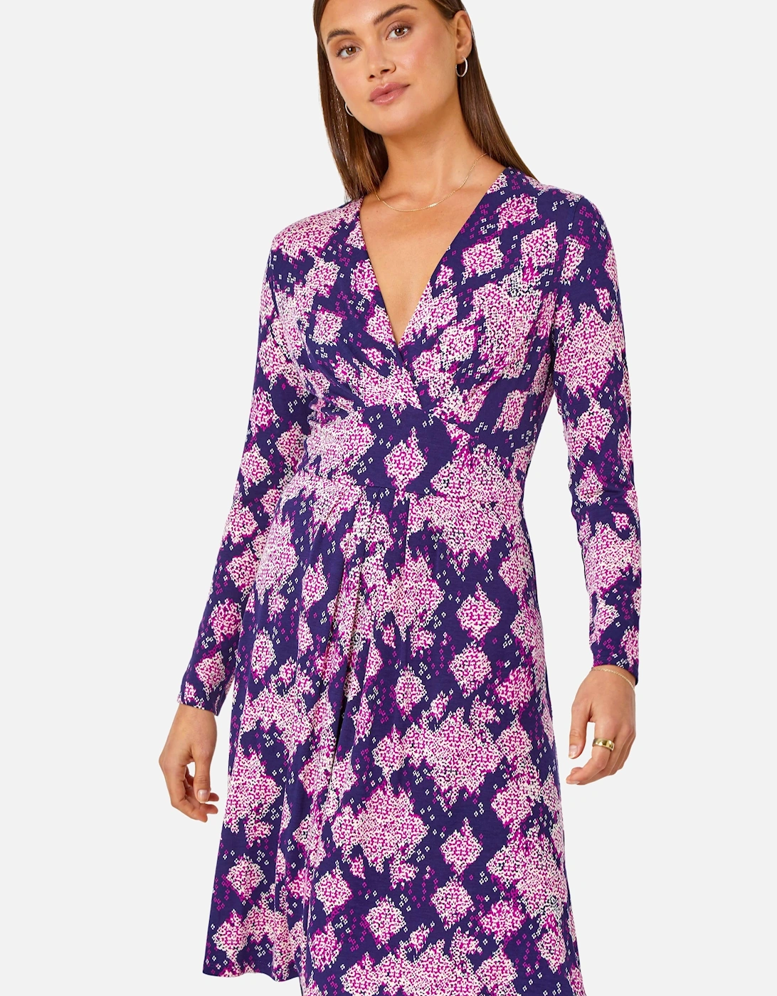 Abstract Aztec Gathered Stretch Dress, 2 of 1
