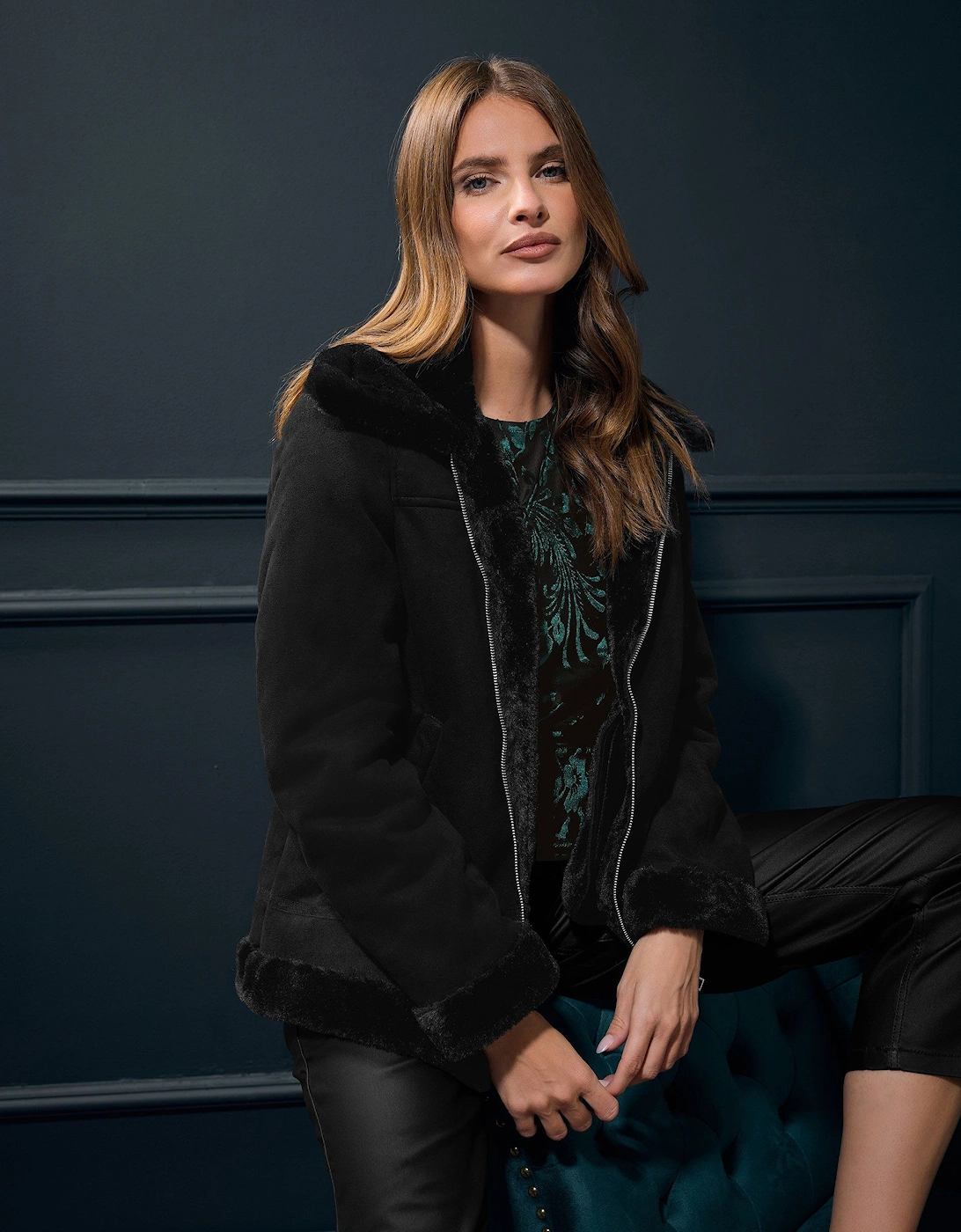 Faux Suede Aviator Jacket, 2 of 1