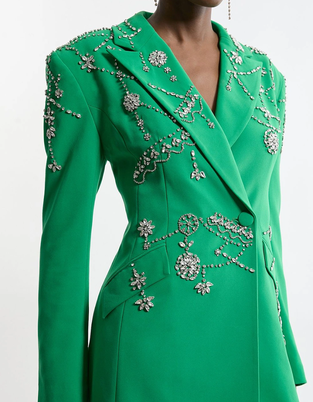 Crystal Embellished Cady Blazer Woven Mini Dress, 2 of 1