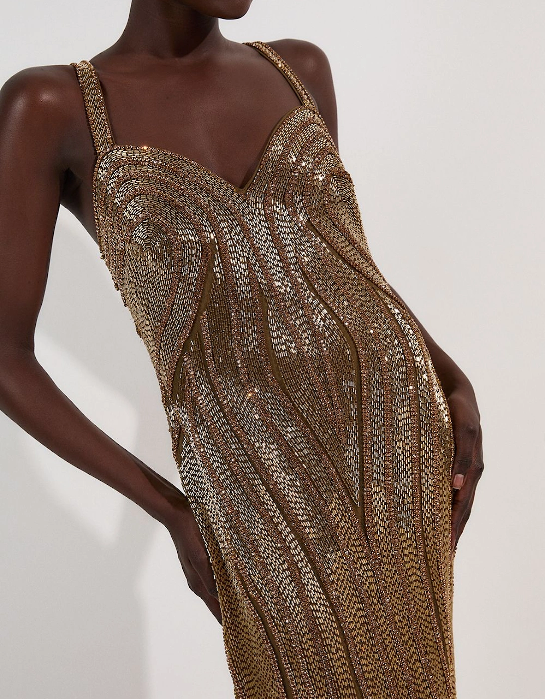 Petite Beaded Contour Sweet Heart Neckline Woven Maxi Dress, 2 of 1