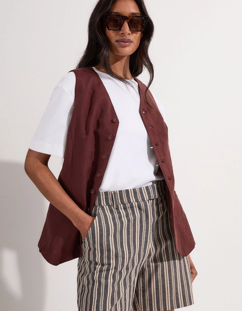 Linen Sparkle Stripe Tailored City Short