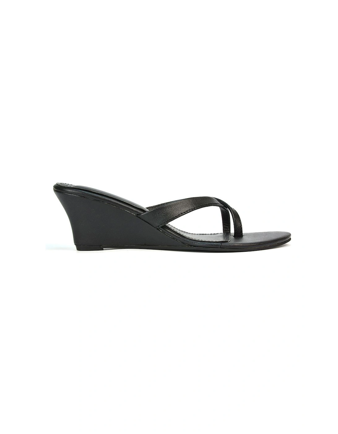 'Hattie' Leather Low Wedge Heel Sandal Shoes With Toe Post, 2 of 1