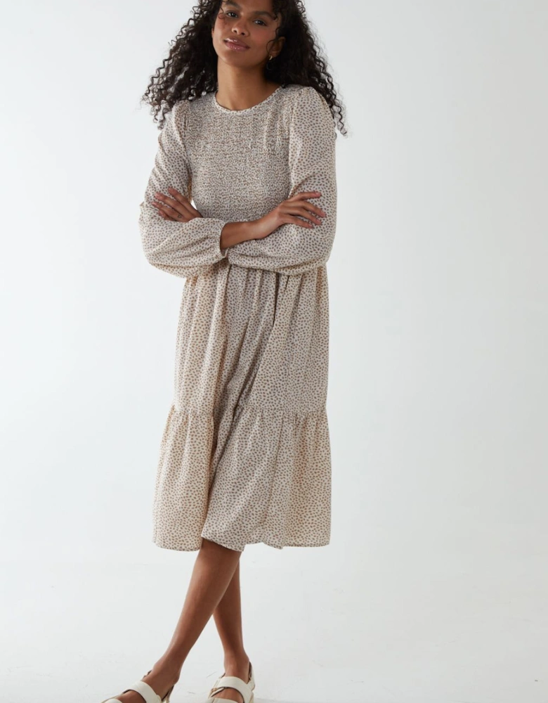 Floral Long Sleeve Tiered Dress