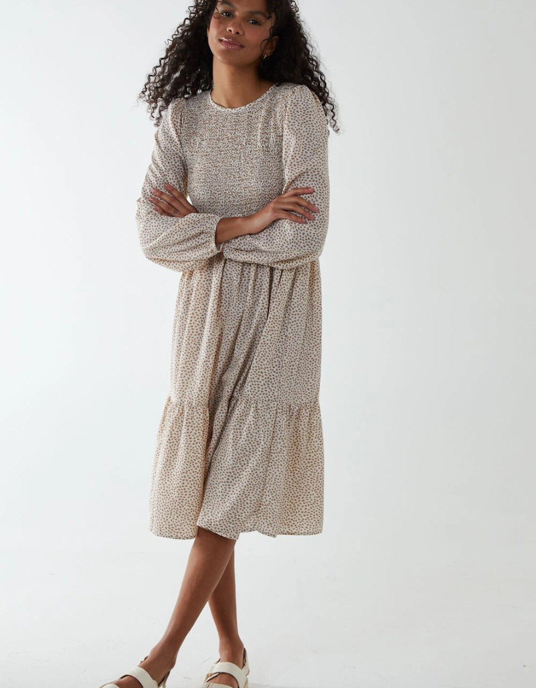 Floral Long Sleeve Tiered Dress, 2 of 1