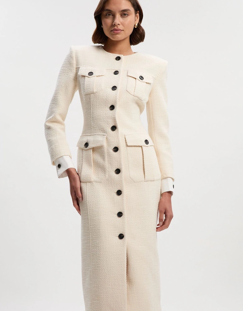 Tailored Pocket Front Midi Dress