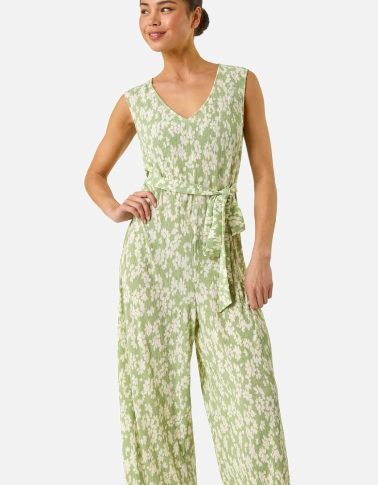 Petite Floral Crinkle Crop Jumpsuit