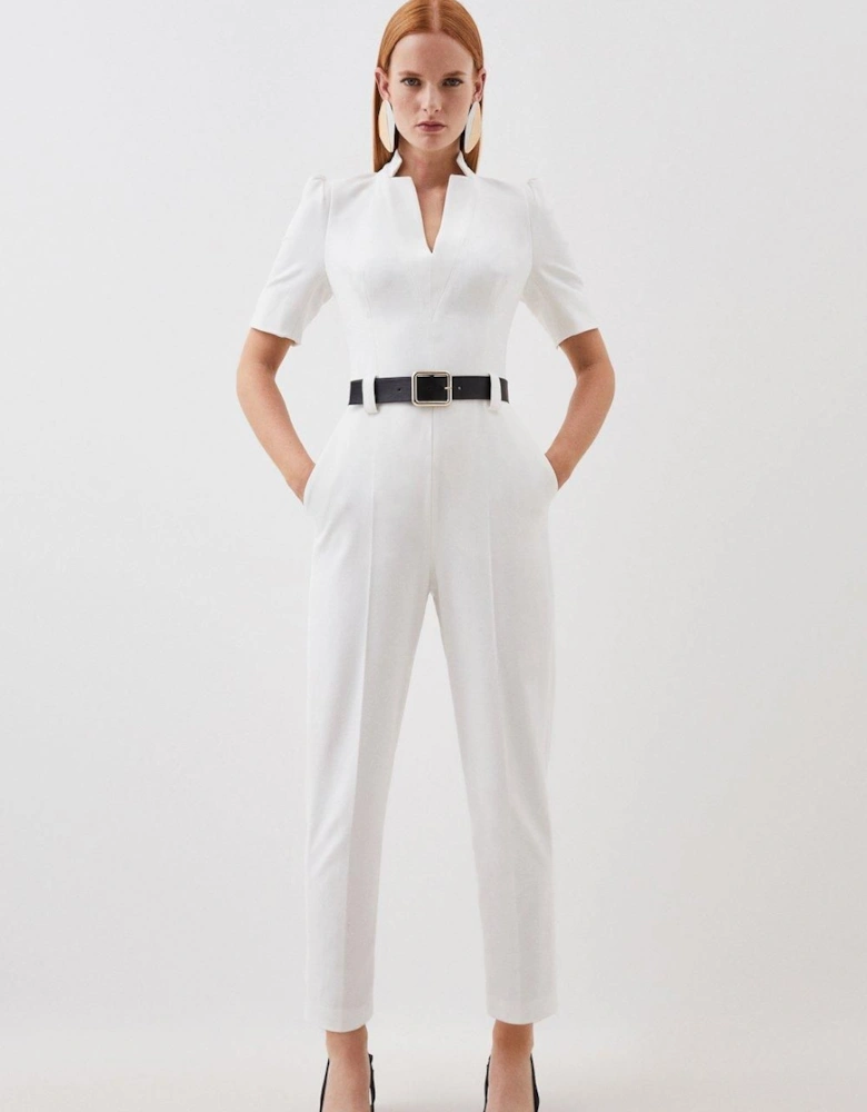 Structured Crepe Forever Belted Jumpsuit