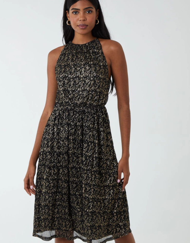 Blouson Halterneck Midi Dress