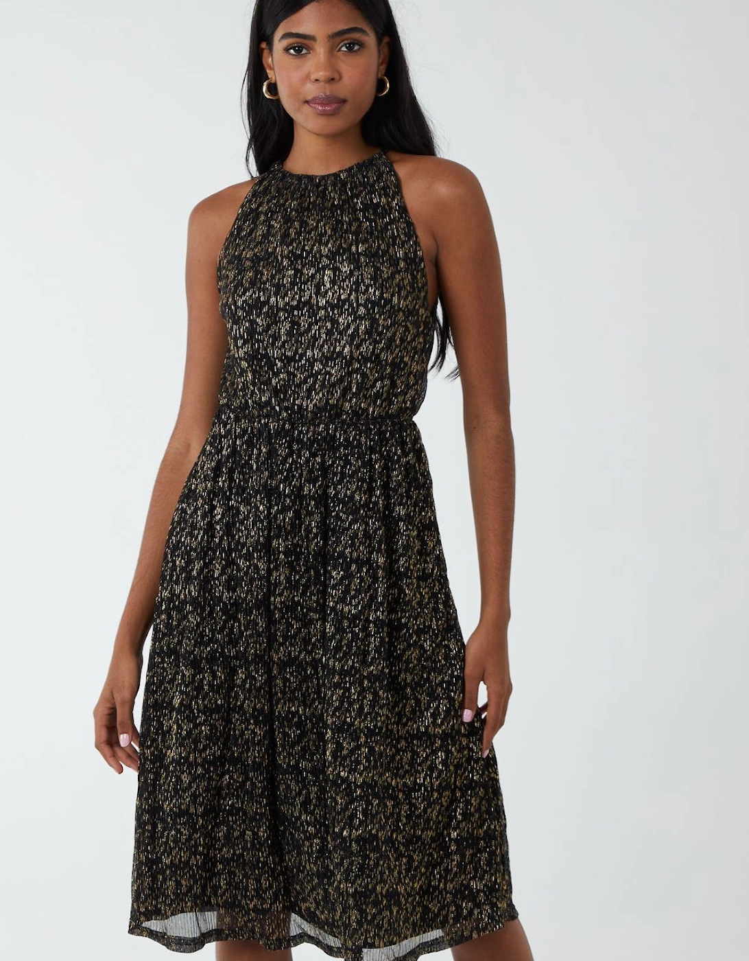 Blouson Halterneck Midi Dress, 2 of 1