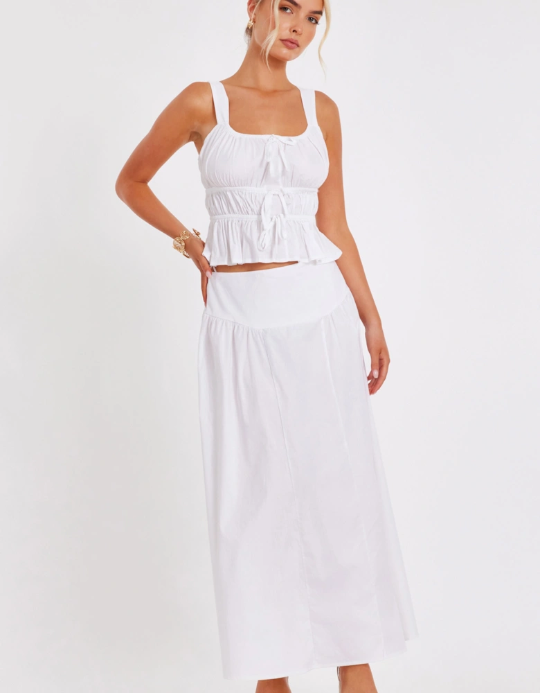White High Waisted Maxi Skirt