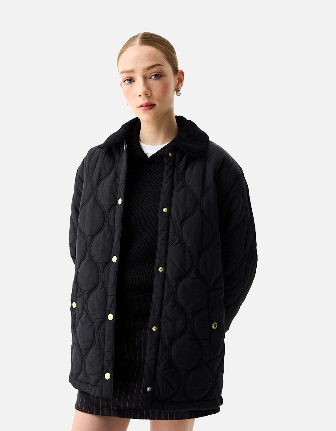 Witton Quilted Shacket Women's Black Quilted Jackets, 5 of 4