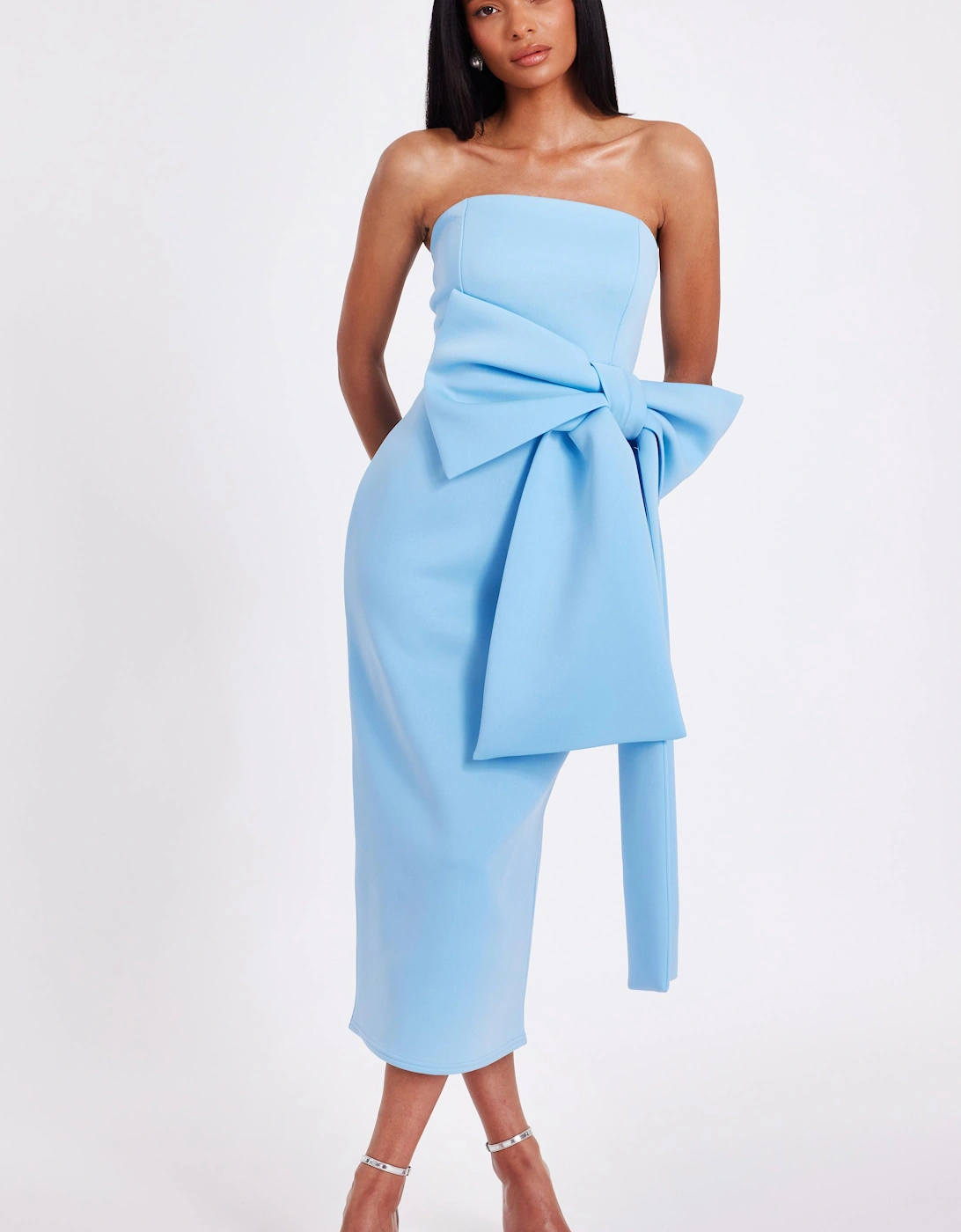 Light Blue Strapless Bow Midaxi Dress, 2 of 1