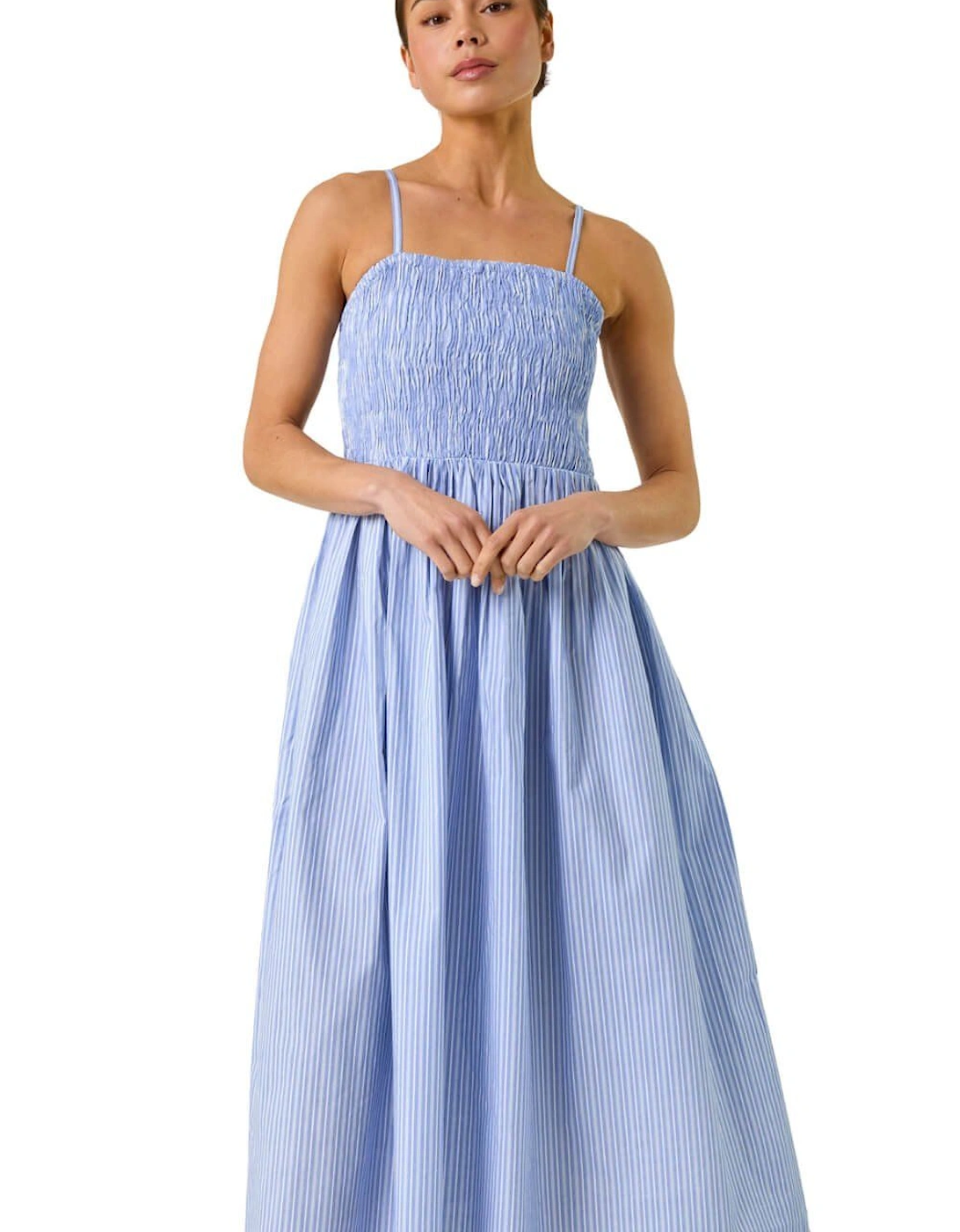 Petite Stripe Strappy Shirred Dress, 2 of 1