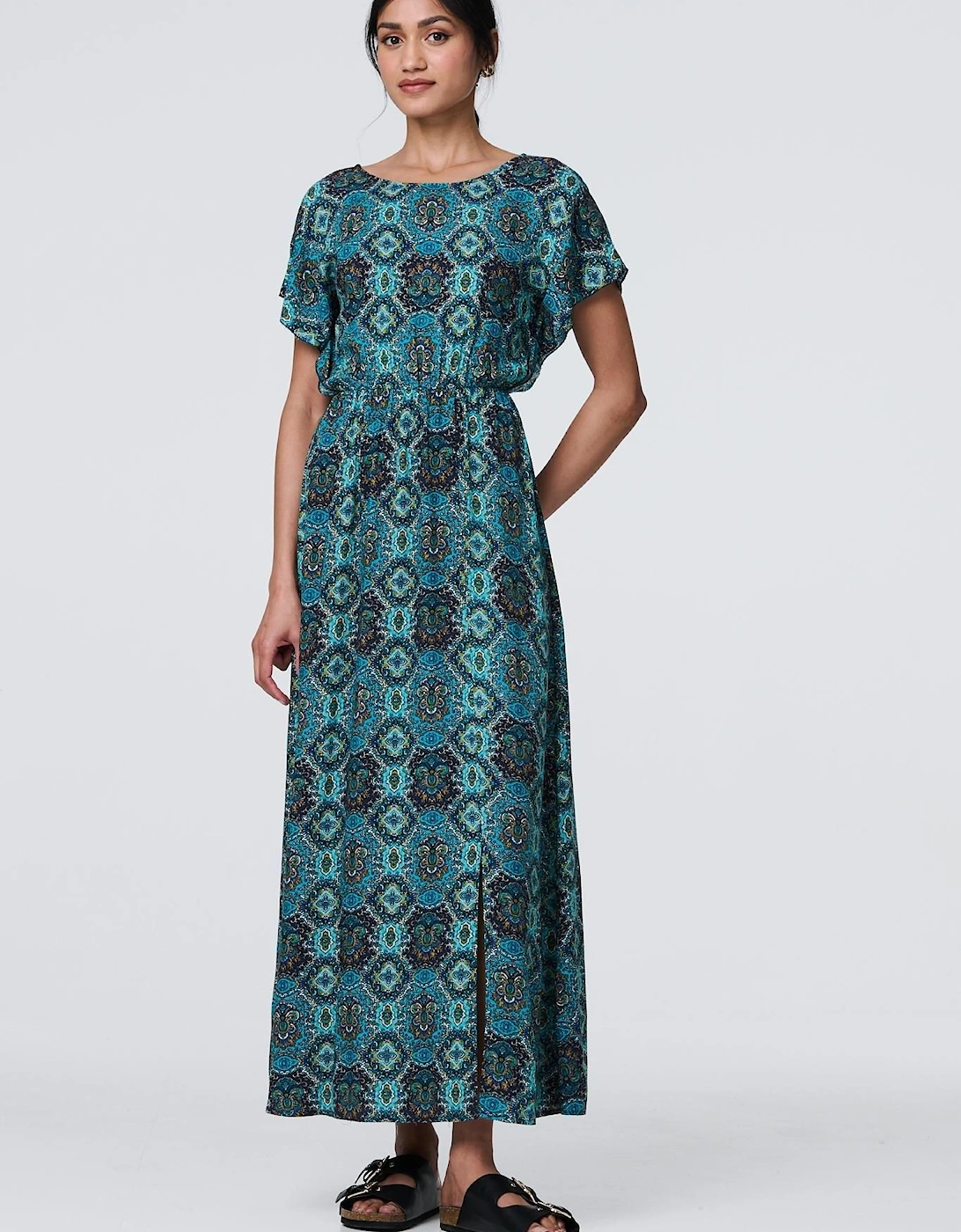 Printed Batwing Sleeve Maxi Dress, 2 of 1