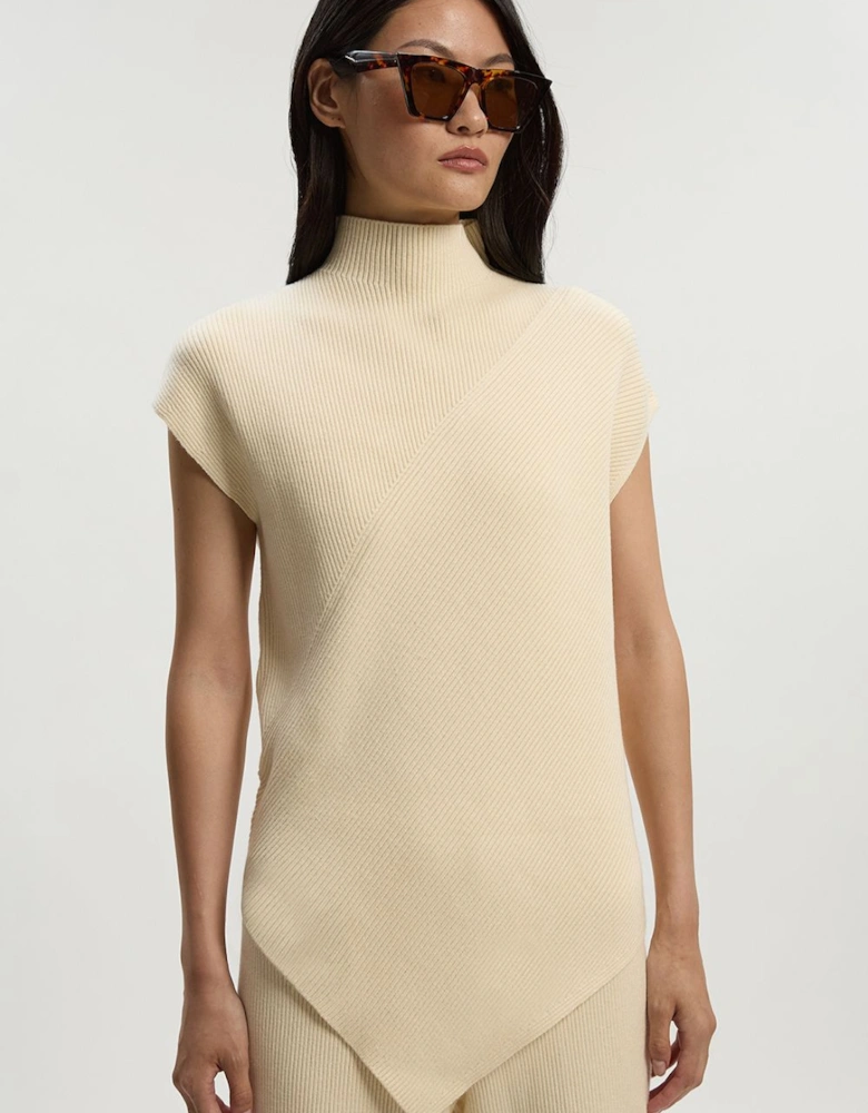 Soft Ribbed Asymmetric Hem Knitted Top