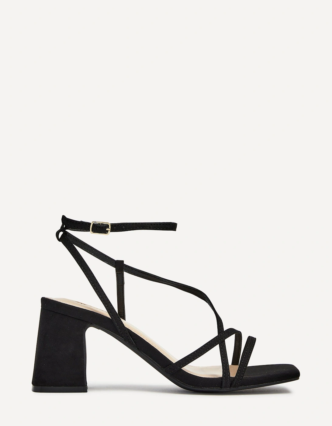 Memphis Black Faux Suede Crossover Slingback Block Heeled Sandal, 2 of 1