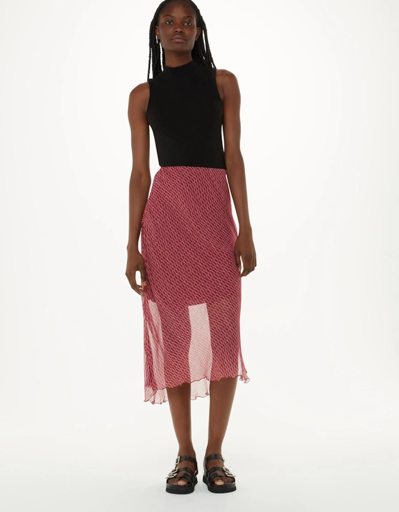 Dainty Net Tie Detail Midi Skirt