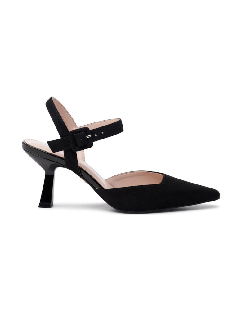 'Tempest' Mid Heel Square Toe Ankle Strap Open Courts