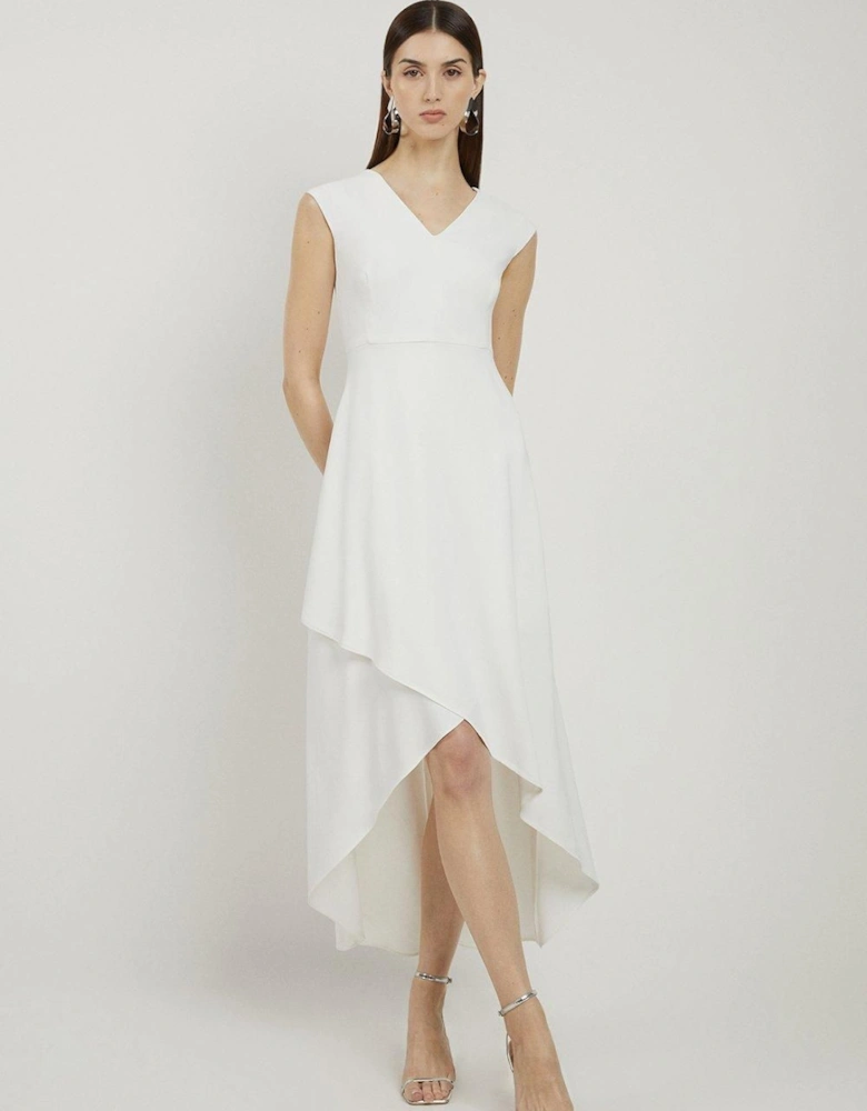 Petite Compact Stretch Viscose Drape Tailored Maxi Dress