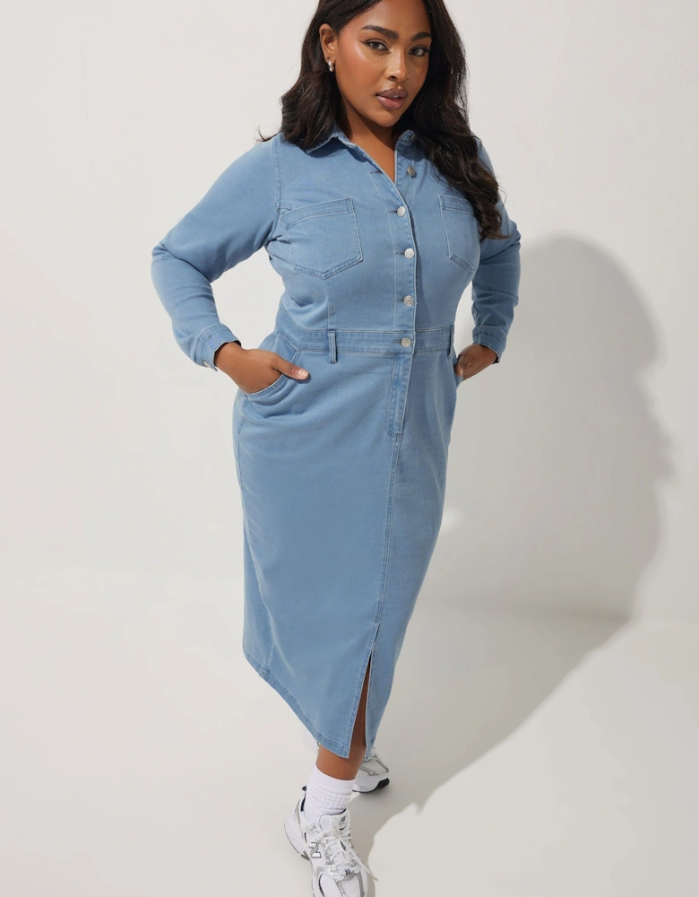 Denim Midi Shirt Dress
