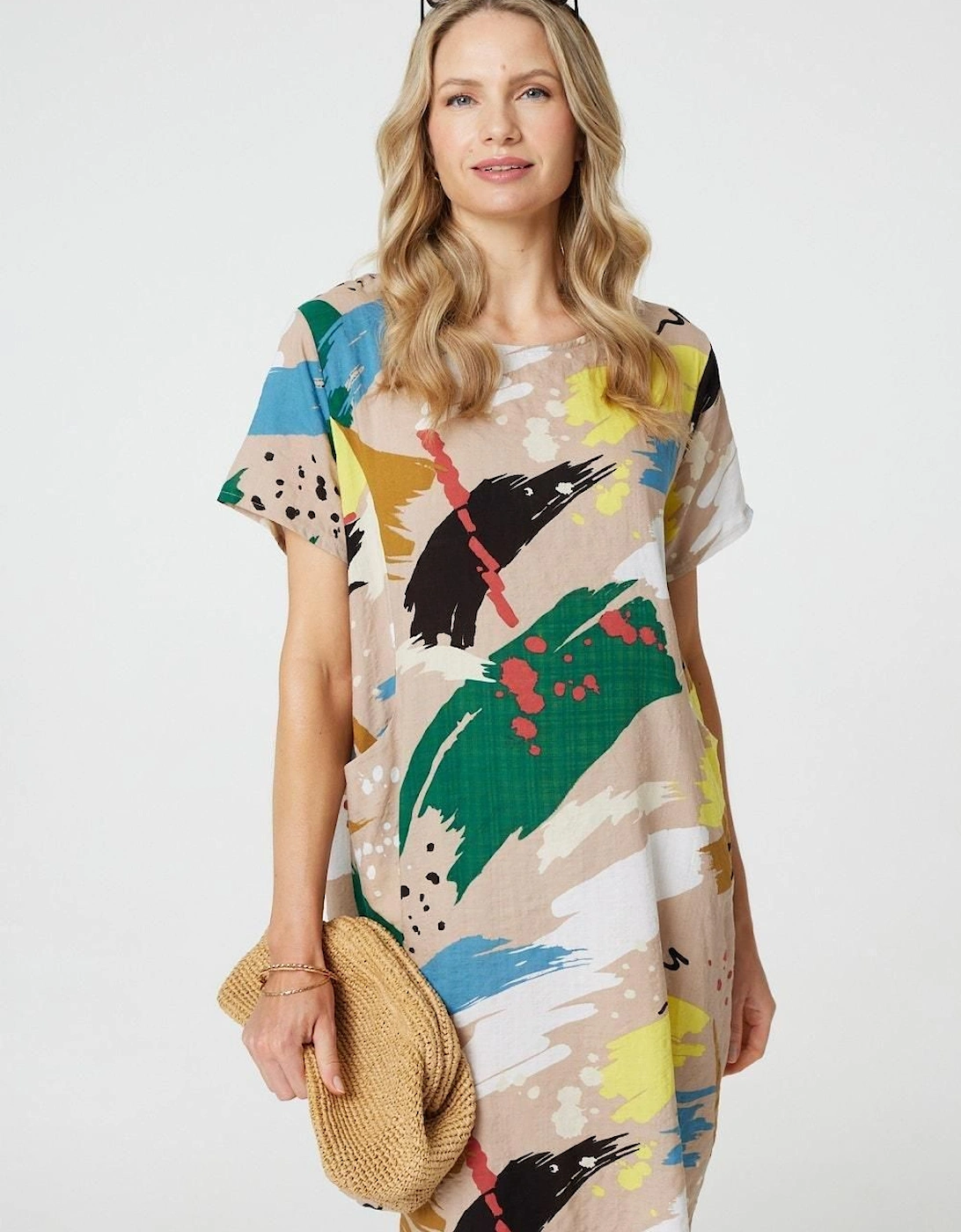 Brushstroke Print Knee Length Shift Dress, 2 of 1
