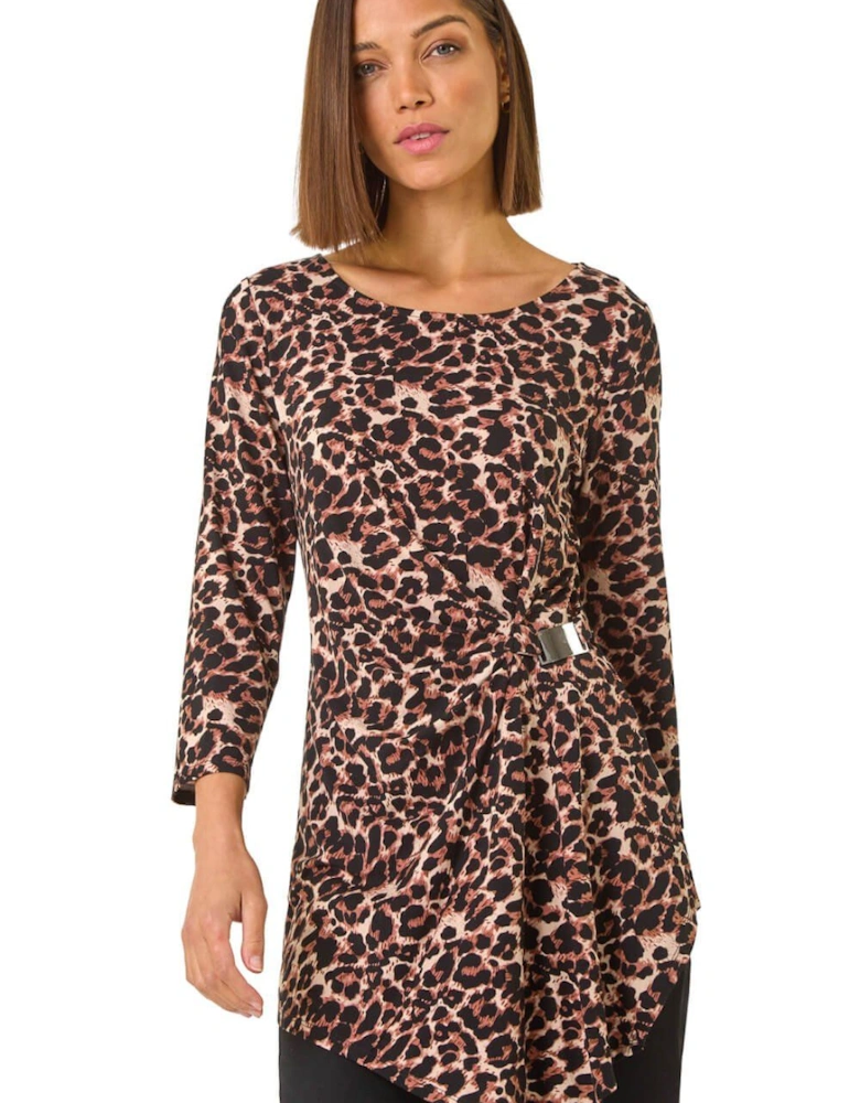 Animal Print Asymmetric Top