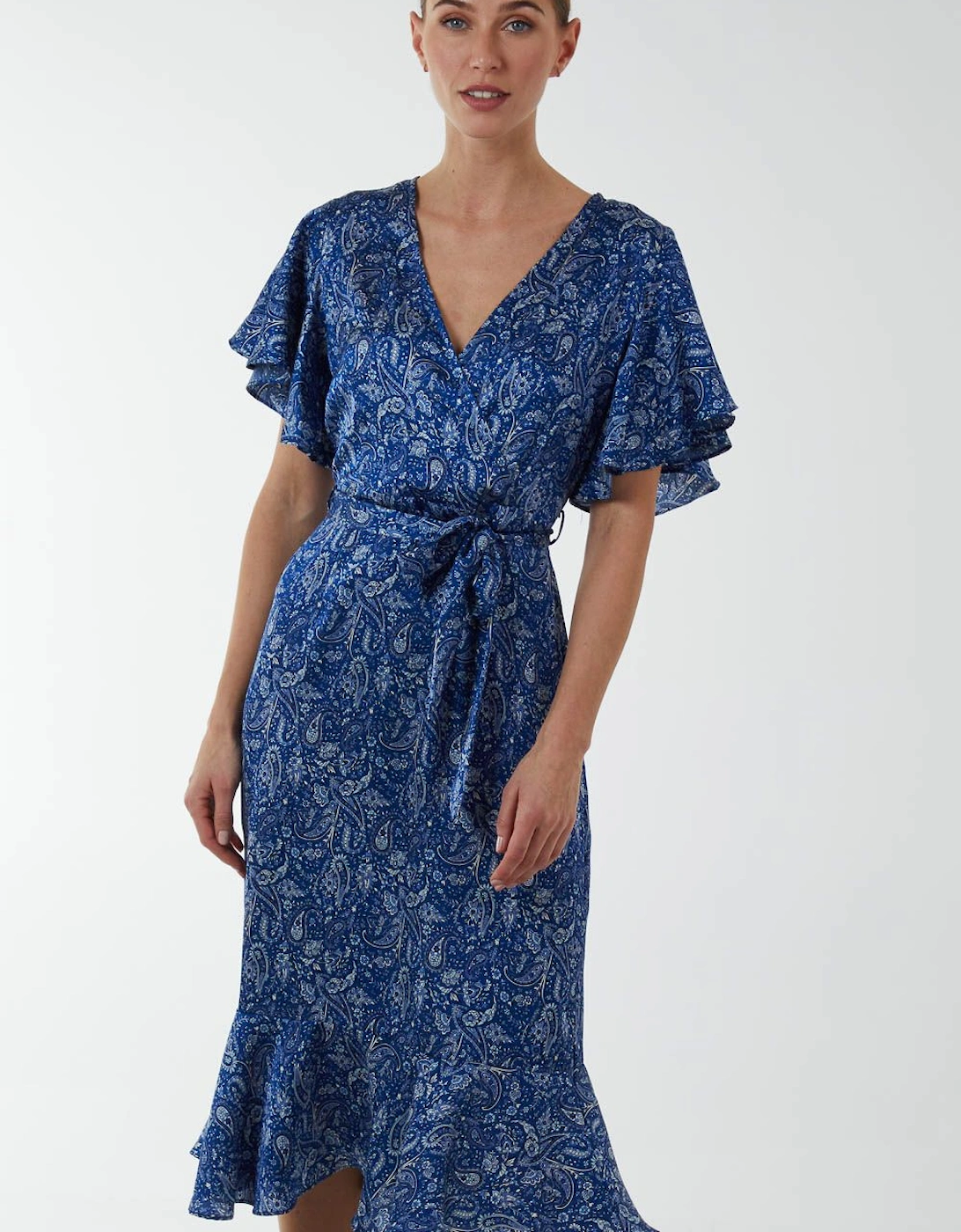 Wrap Ruffle Tiered Midi Dress, 2 of 1