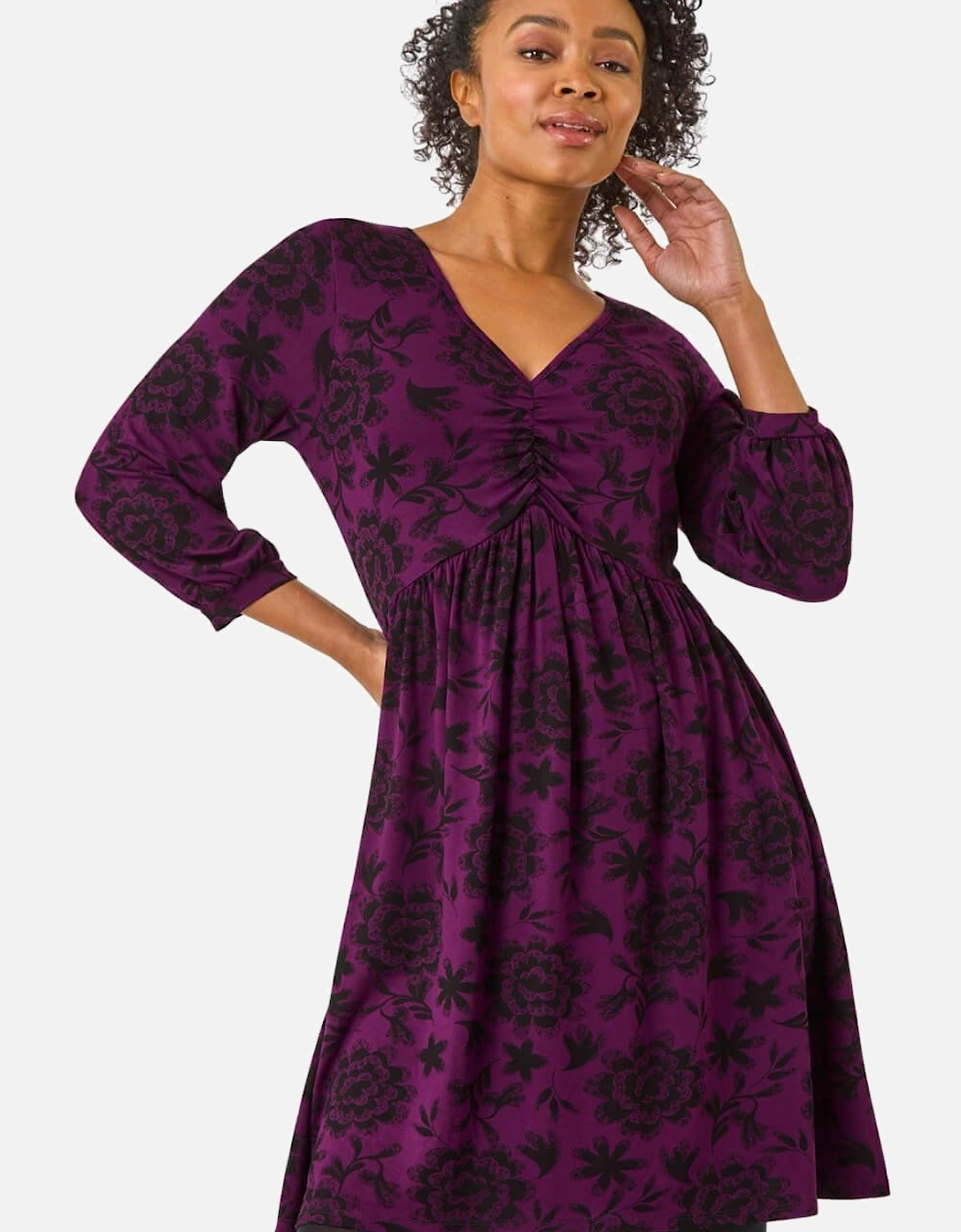 Petite Floral Ruched Dress, 2 of 1