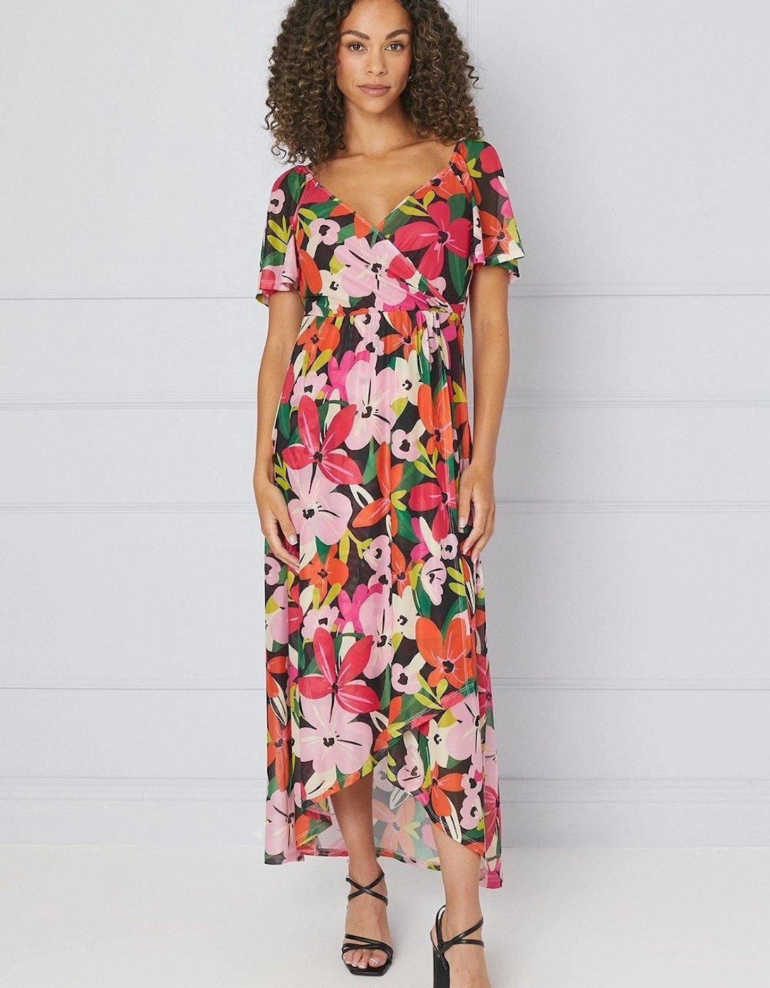 Floral Mesh Wrap Maxi Dress, 2 of 1