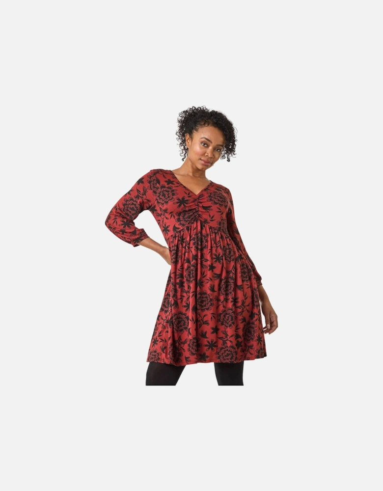 Petite Floral Ruched Dress