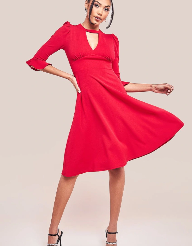 Flared Sleeve Midi Dress