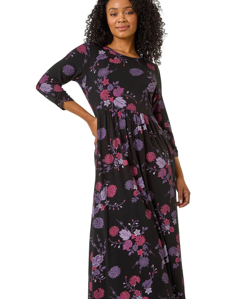 Petite Floral Stretch Midi Dress