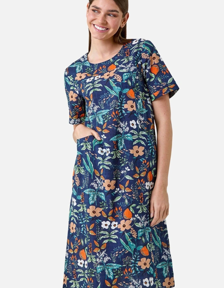 Floral Print Pocket Shift Dress