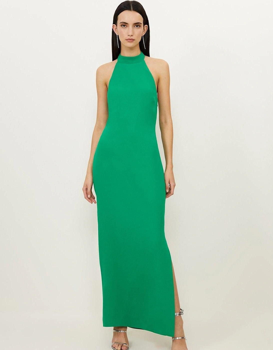 Fluid Tailored Halterneck Open Back Maxi Dress, 2 of 1