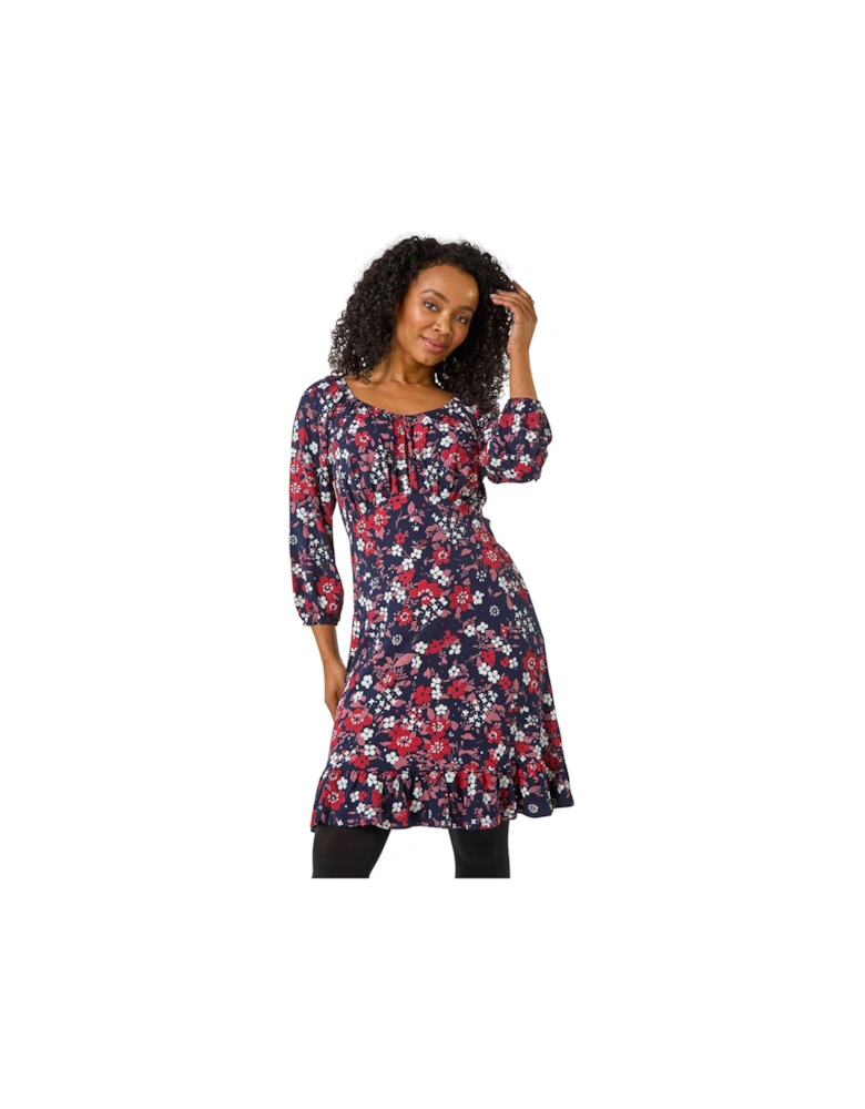Petite Gathered Floral Dress
