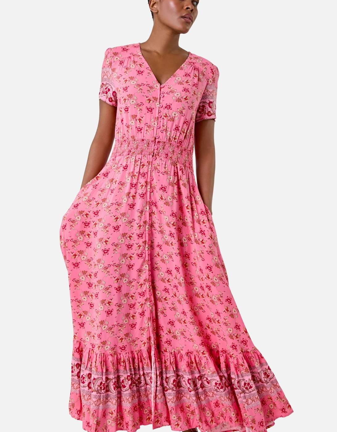 Ditsy Floral Button Detail Maxi Dress, 2 of 1
