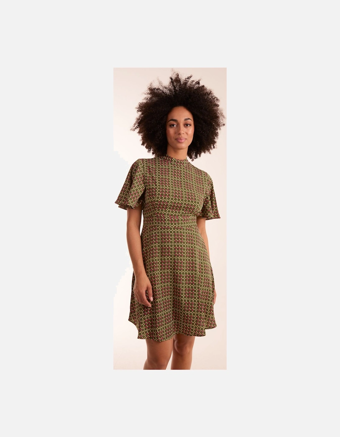 Geometric Print Angel Sleeve Dress, 2 of 1