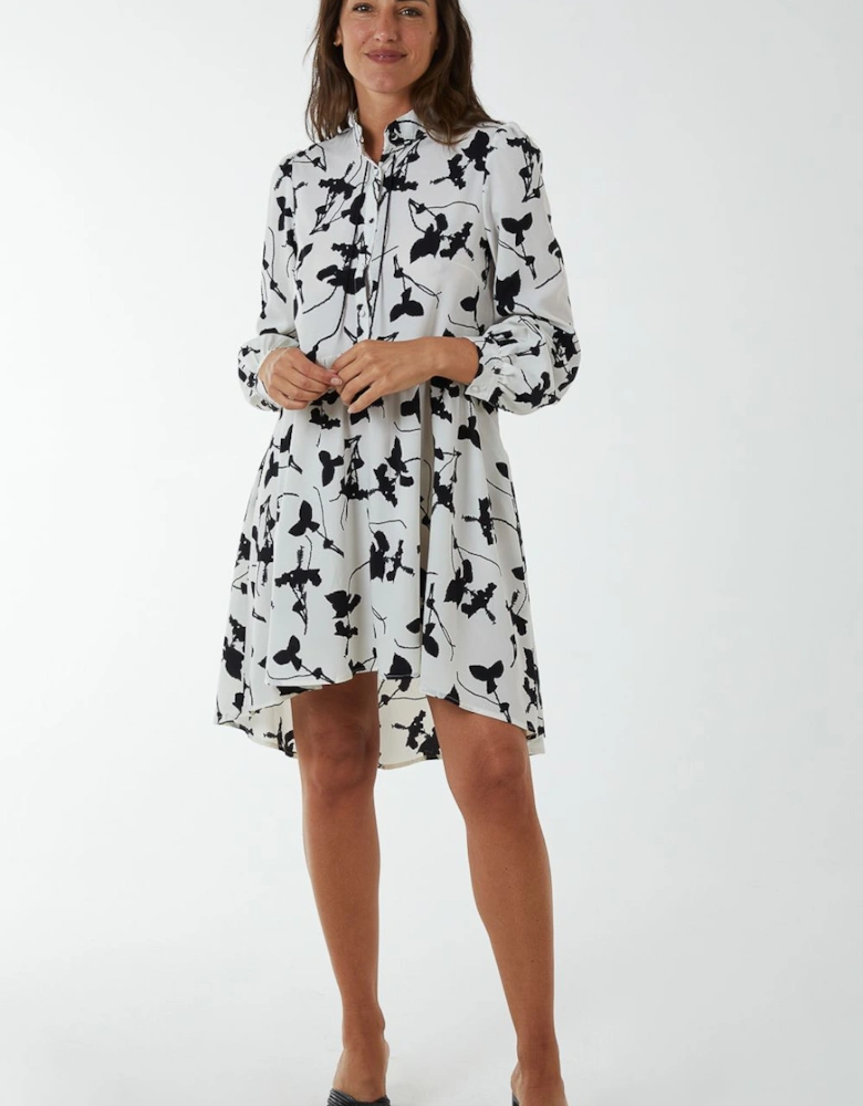 Mandarin Collar High Low Mini Dress