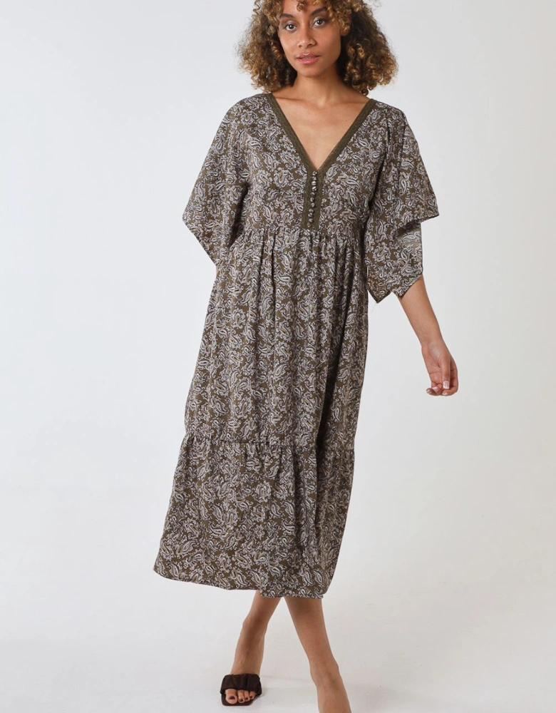 Corchet Bust Kimono Sleeve Dress
