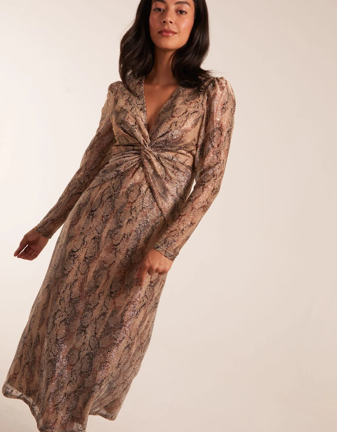 Snakeprint Plisse Twist Front Dress, 2 of 1