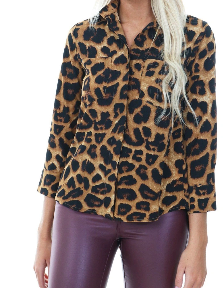 Animal Print Shirt Dress