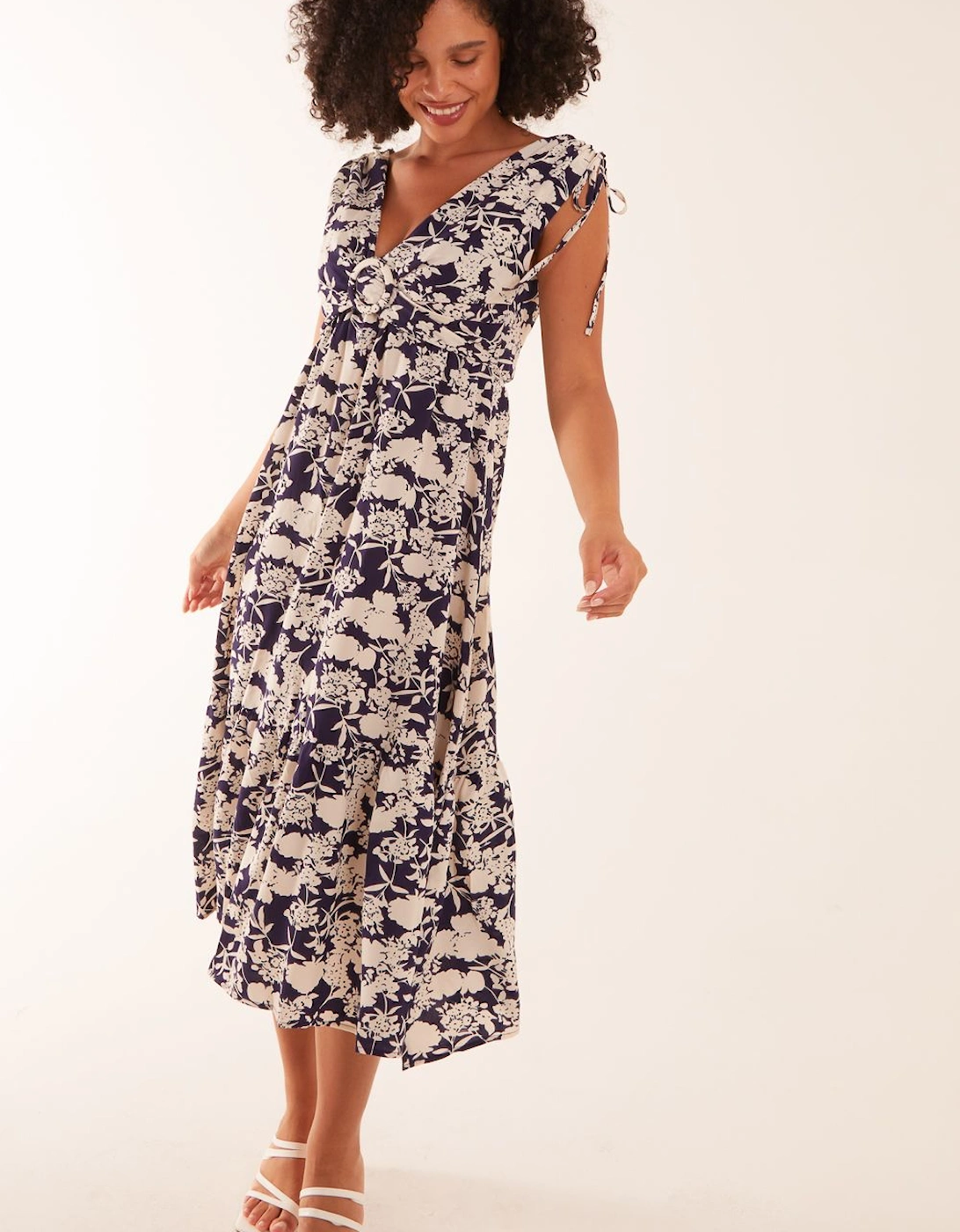 Sleeveless Ring Front V Neck Midi Dress, 2 of 1