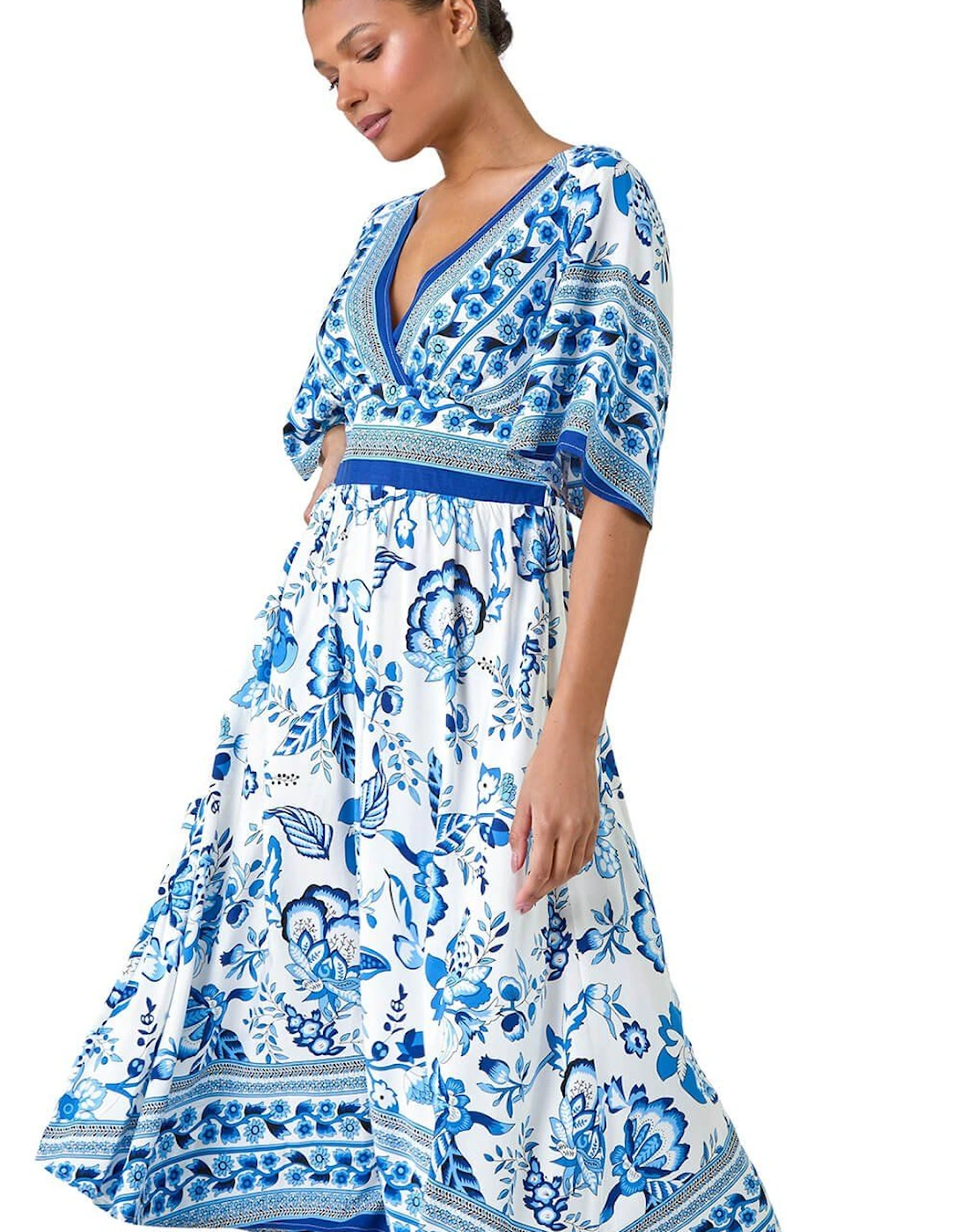 Floral Border Print Pocket Midi Dress, 2 of 1