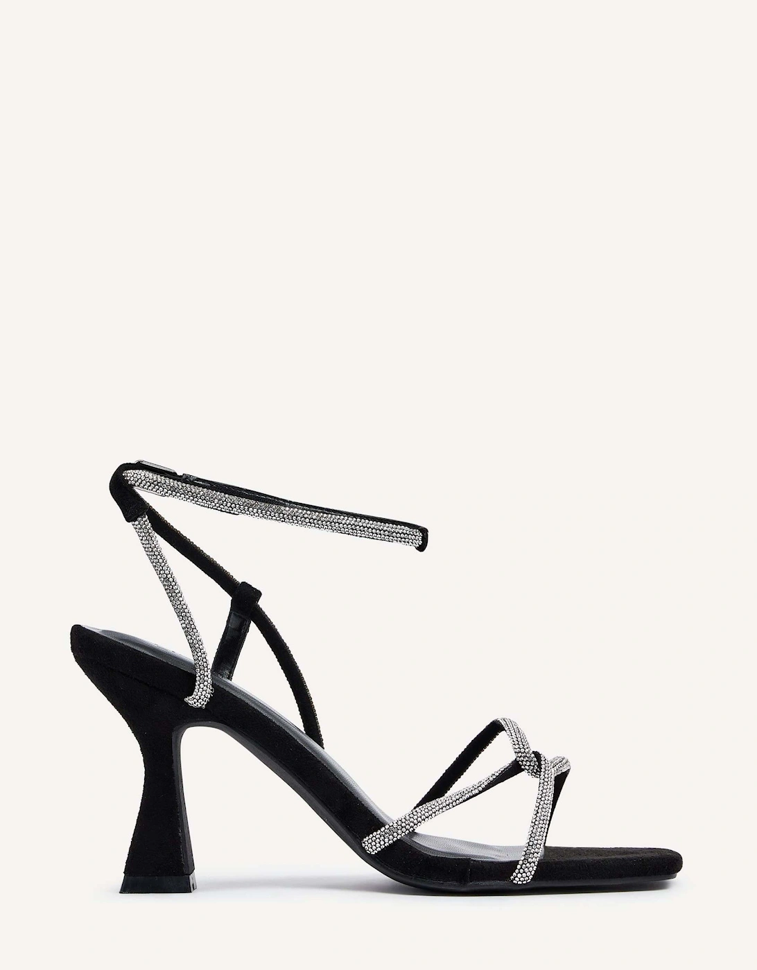 Entice Black Faux Suede Diamante Embellishes Strappy Heel, 2 of 1