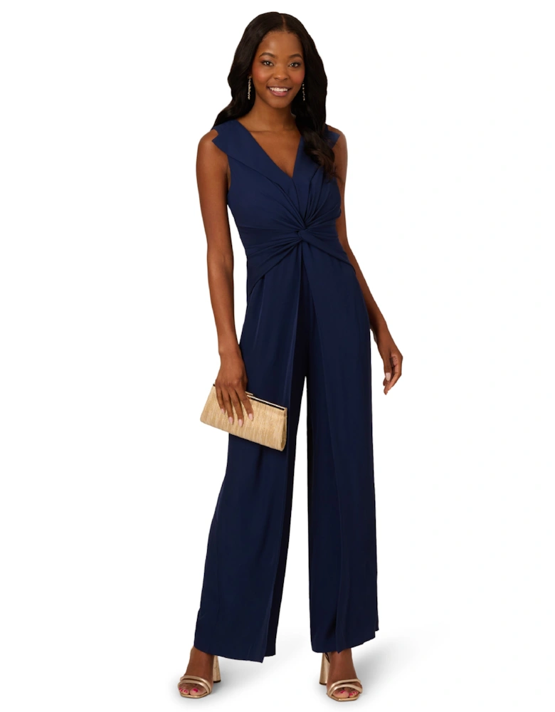 Twist Front Overlay Jumpsuit