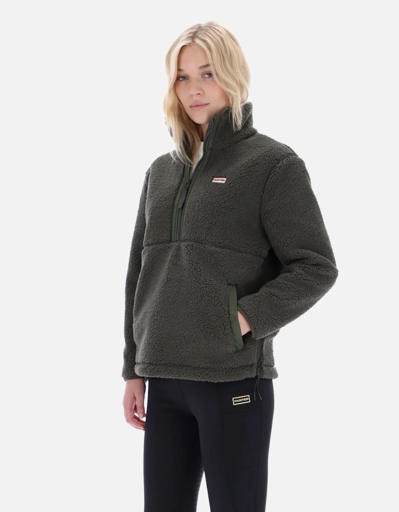 Tiorga 1/4 Zip Borg Fleece Polyester Men's Green Zip Neck Pullovers