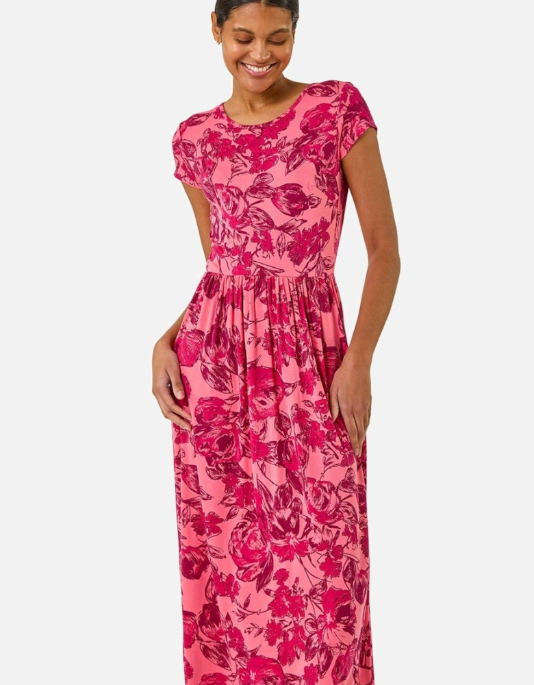 Floral Print Pocket Midi Dress