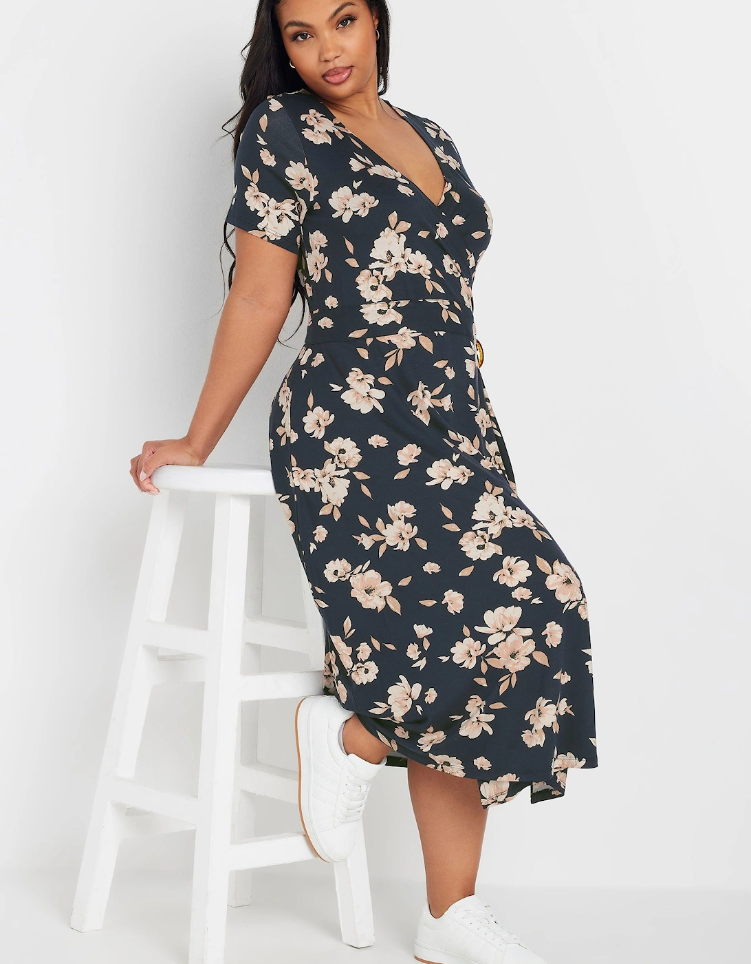Floral Buckle Detail Midi Dress, 2 of 1