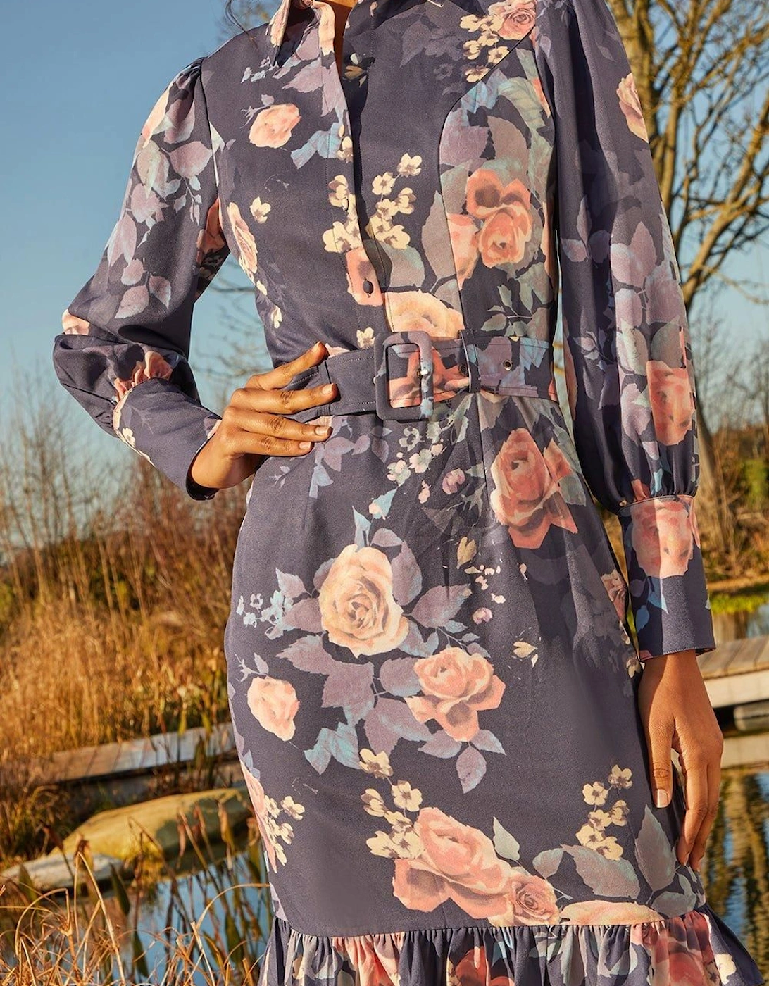 Floral Printed Shirt Dress, 2 of 1